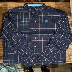 Navy Blue Checkered Men's Shirt